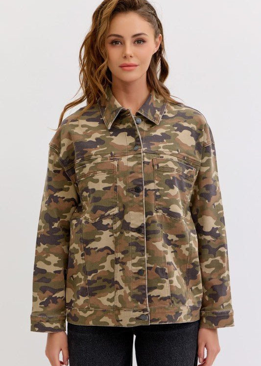 Oversized Washed Camo Jacket - FINAL SALE! - The Nines