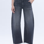 Flying Monkey High Rise Barrel Beachwood Dark Gray Jean - The Nines