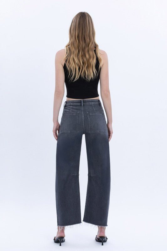 Flying Monkey High Rise Barrel Beachwood Dark Gray Jean - The Nines