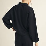 Black Colorblock Trim Detail Zip Top - The Nines