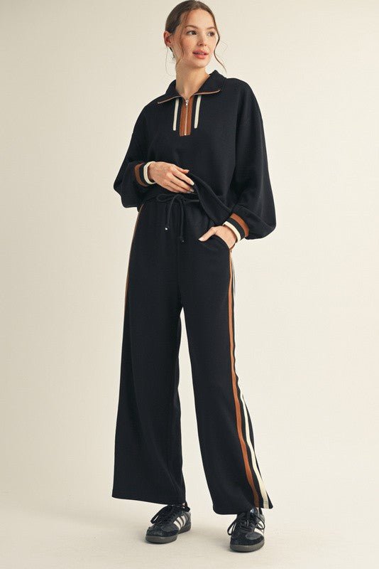 Black Colorblock Trim Detail Pants - The Nines