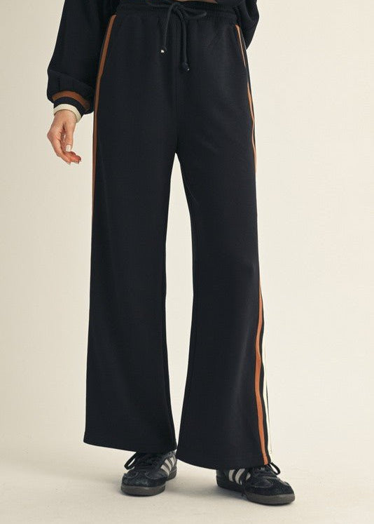 Black Colorblock Trim Detail Pants - The Nines