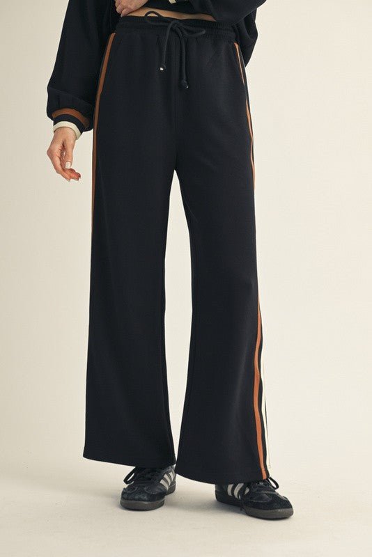 Black Colorblock Trim Detail Pants - The Nines
