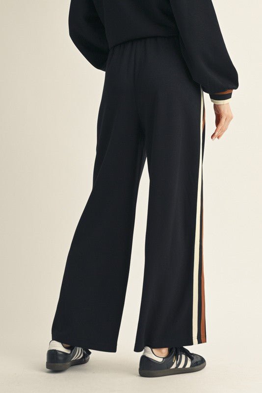Black Colorblock Trim Detail Pants - The Nines