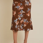 Brown Floral Midi Skirt - The Nines