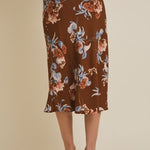 Brown Floral Midi Skirt - The Nines