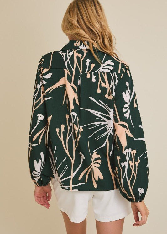 Dark Green Printed Top - The Nines