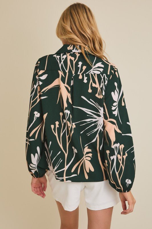 Dark Green Printed Top - The Nines