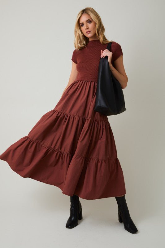 Rust Mock Midi Dress - The Nines