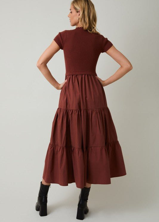 Rust Mock Midi Dress - The Nines