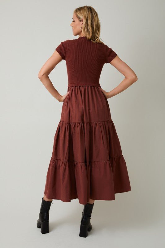 Rust Mock Midi Dress - The Nines