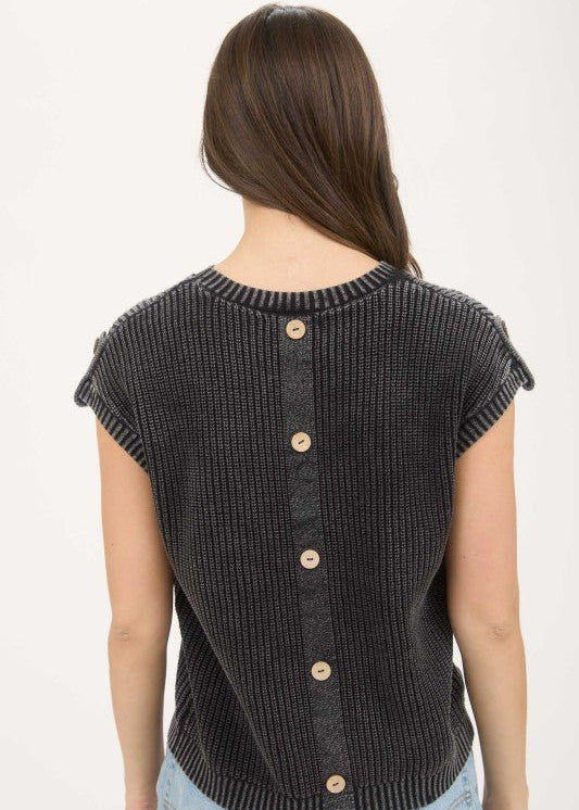 Washed Knit Short Sleeve Pullover - 3 Colors! - The Nines