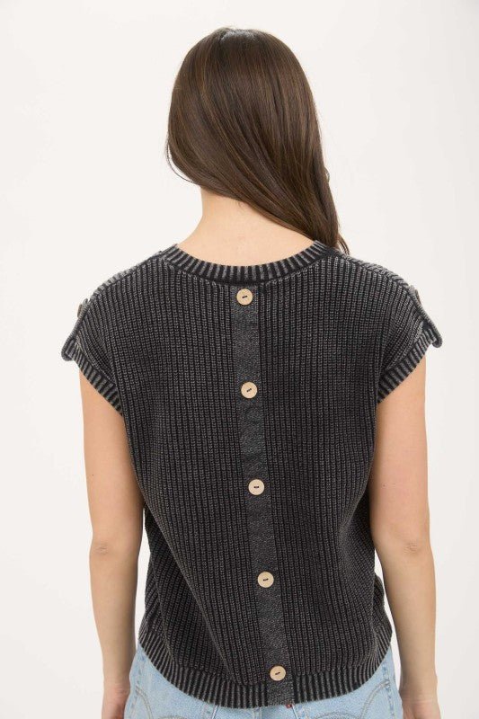 Washed Knit Short Sleeve Pullover - 3 Colors! - The Nines