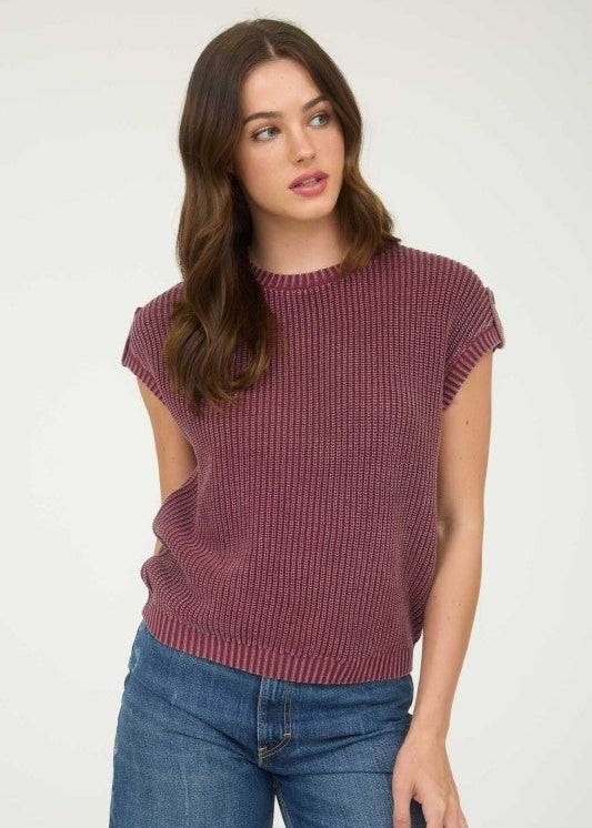 Washed Knit Short Sleeve Pullover - 3 Colors! - The Nines