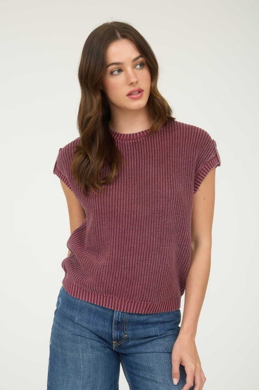 Washed Knit Short Sleeve Pullover - 3 Colors! - The Nines