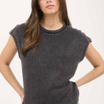 Washed Knit Short Sleeve Pullover - 3 Colors! - The Nines