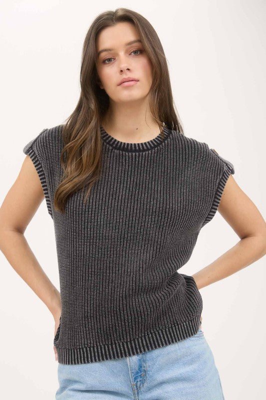 Washed Knit Short Sleeve Pullover - 3 Colors! - The Nines