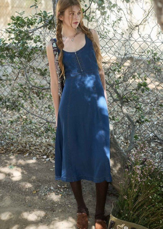 Denim Midi Zip Dress - The Nines