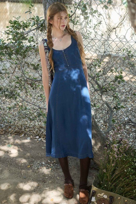 Denim Midi Zip Dress - The Nines