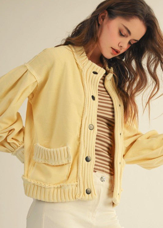 Lemon Vintage Ribbed Cardigan Jacket - The Nines