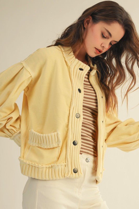 Lemon Vintage Ribbed Cardigan Jacket - The Nines