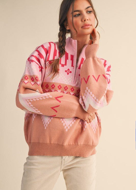 Pink Multicolor Zip Top - FINAL SALE! - The Nines