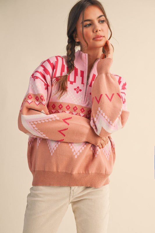 Pink Multicolor Zip Top - FINAL SALE! - The Nines