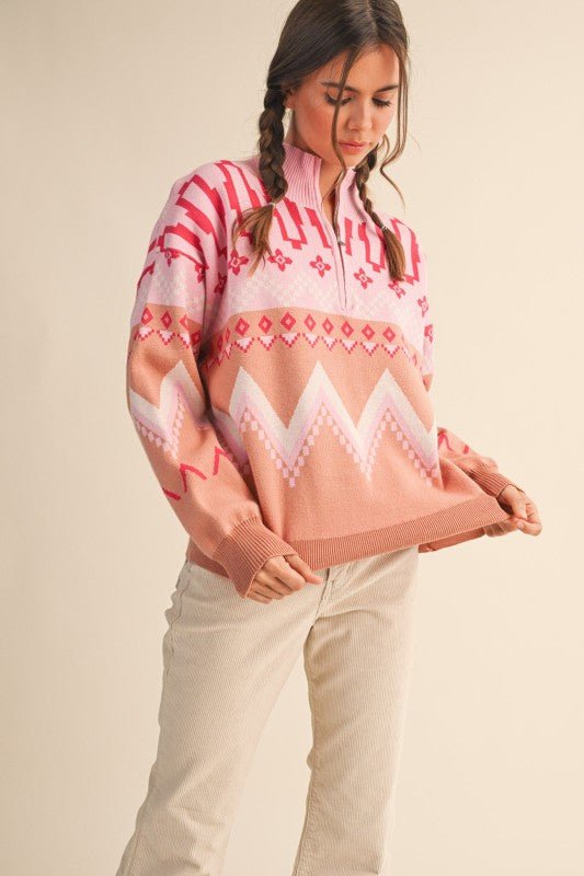 Pink Multicolor Zip Top - FINAL SALE! - The Nines