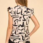 Tan & Black Print Top - The Nines