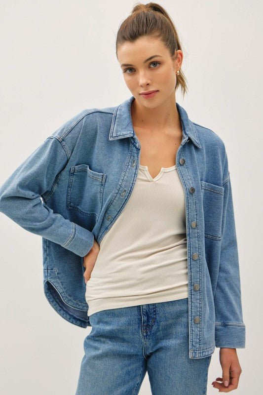 Soft Washed Denim Shacket - Denim