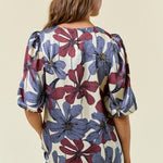 Floral 3/4 Puff Sleeve Top - 2 colors! - The Nines
