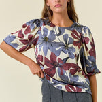 Floral 3/4 Puff Sleeve Top - 2 colors! - The Nines