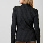 Black Lettuce Edge Textured Top - The Nines