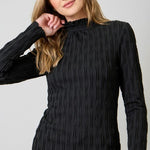 Black Lettuce Edge Textured Top - The Nines