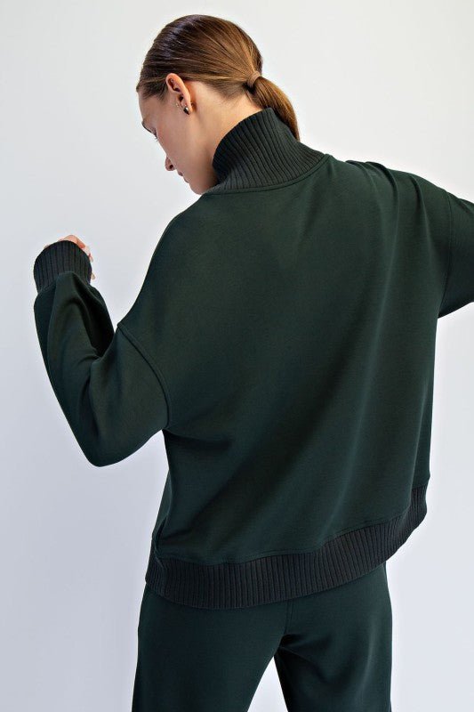 Luxe Scuba Ribbed Mock Neck Pullover - 5 Colors! - The Nines