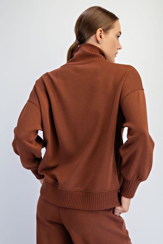 Luxe Scuba Ribbed Mock Neck Pullover - 5 Colors! - The Nines