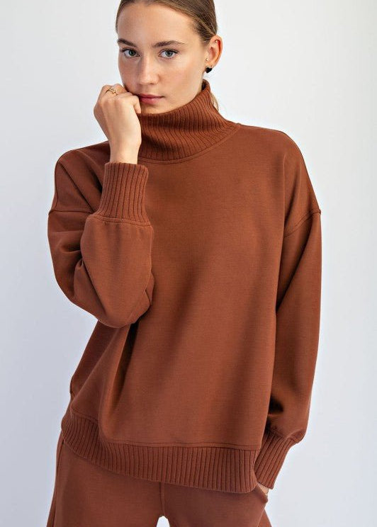 Luxe Scuba Ribbed Mock Neck Pullover - 5 Colors! - The Nines