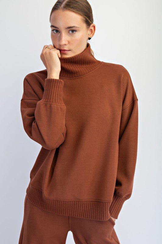 Luxe Scuba Ribbed Mock Neck Pullover - 5 Colors! - The Nines