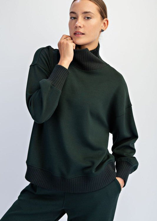 Luxe Scuba Ribbed Mock Neck Pullover - 5 Colors! - The Nines