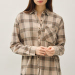 Mushroom & Olive Cotton Classic Plaid Top - The Nines