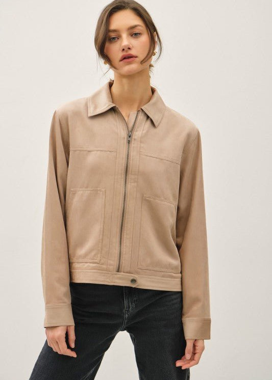 Taupe Lightweight Zip Jacket - The Nines