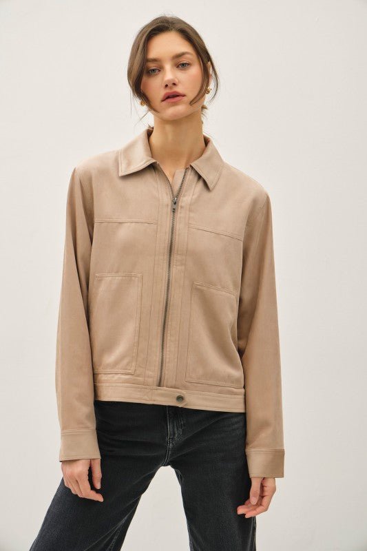 Taupe Lightweight Zip Jacket - The Nines