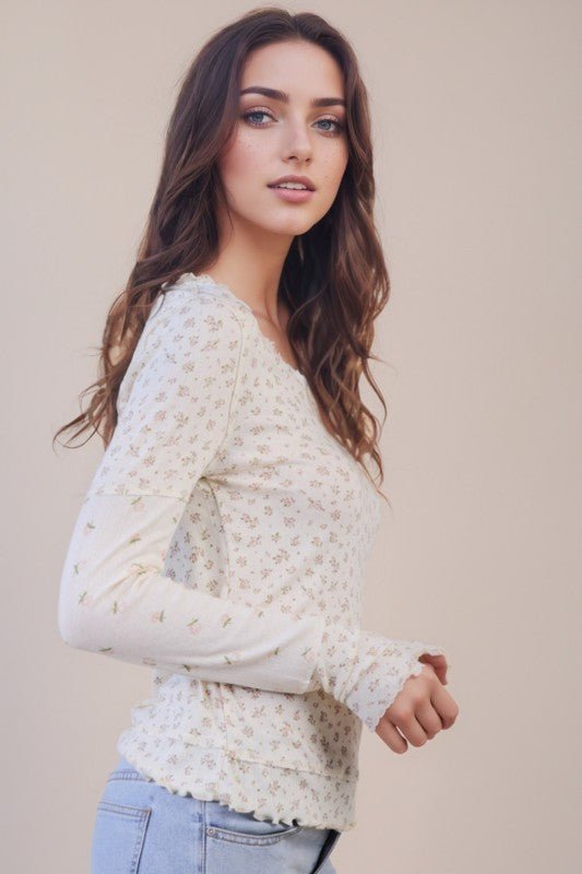 Blush Floral Print Long Sleeve - The Nines