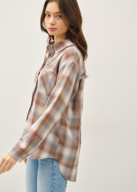 Mocha Plaid Cambell Top - The Nines