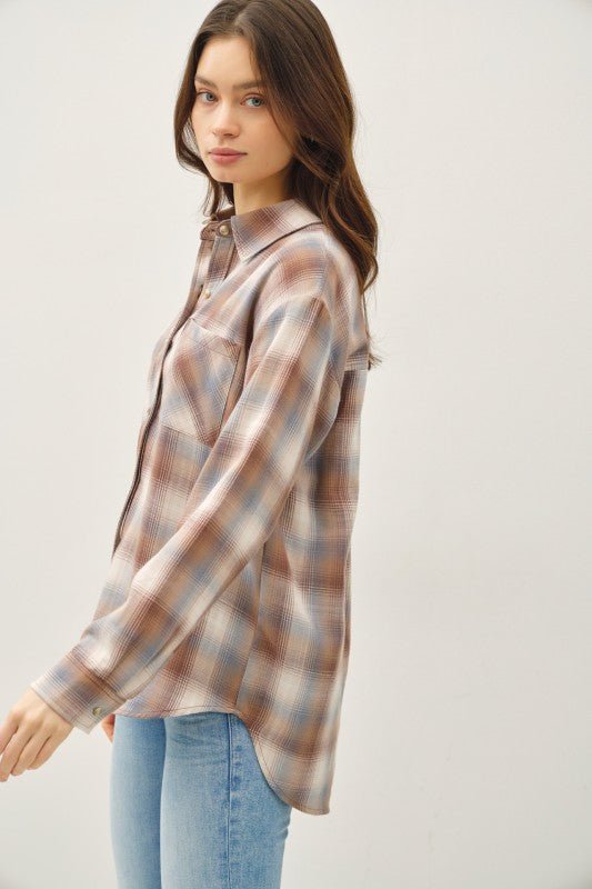 Mocha Plaid Cambell Top - The Nines