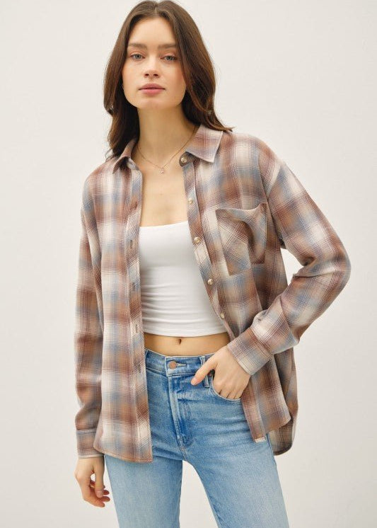 Mocha Plaid Cambell Top - The Nines