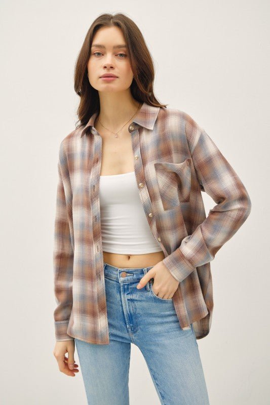 Mocha Plaid Cambell Top - The Nines