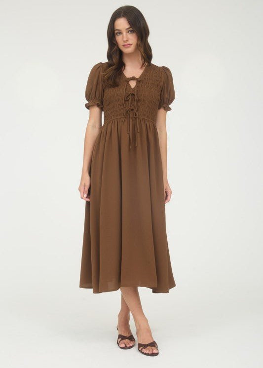 Brown Tie Front Dress - The Nines