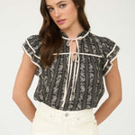 Striped Floral Tie Front Top - 2 colors! - The Nines