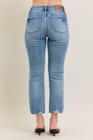 Judy Blue Vintage Distressed Hem Kick Flare - The Nines